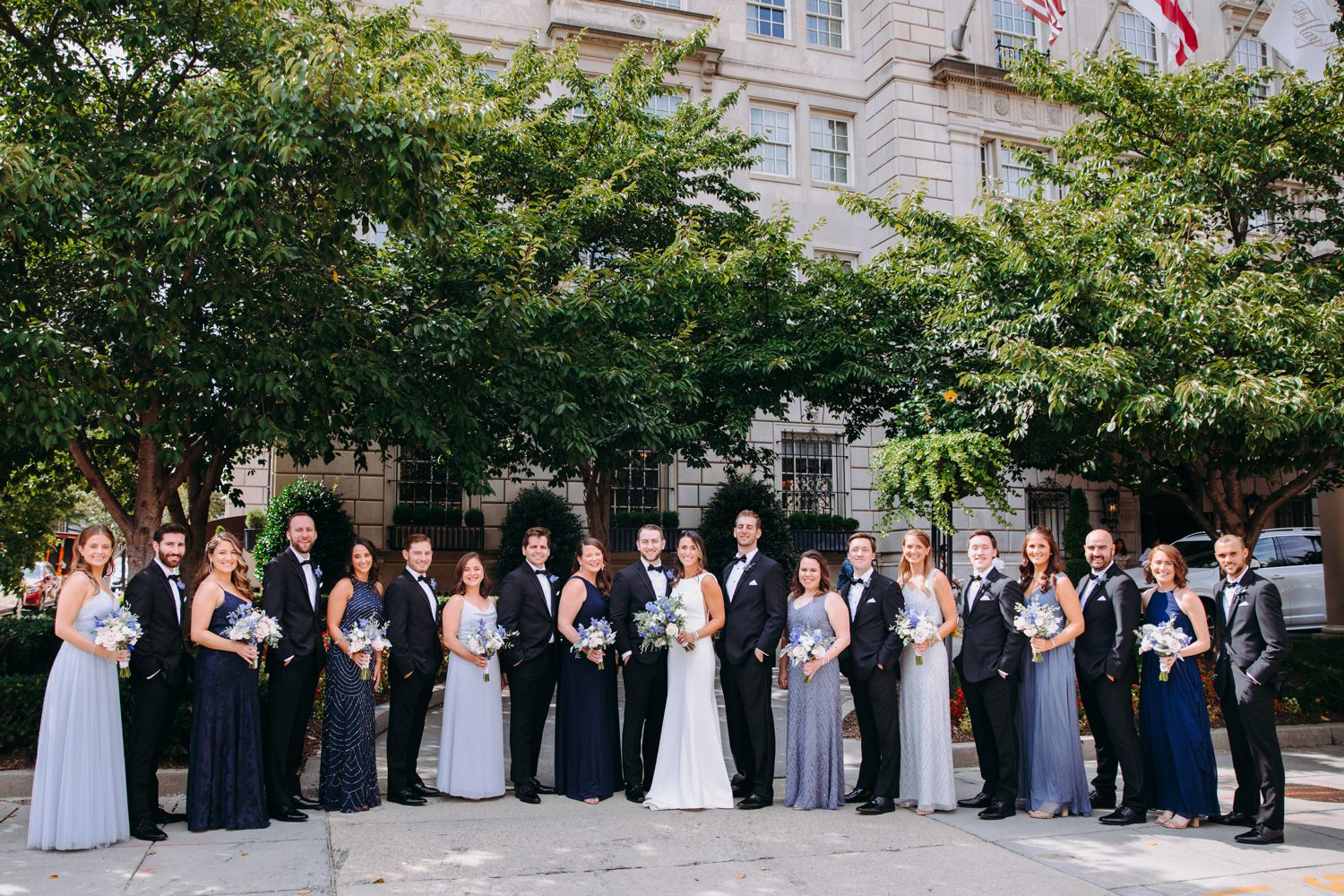 bridal party posing