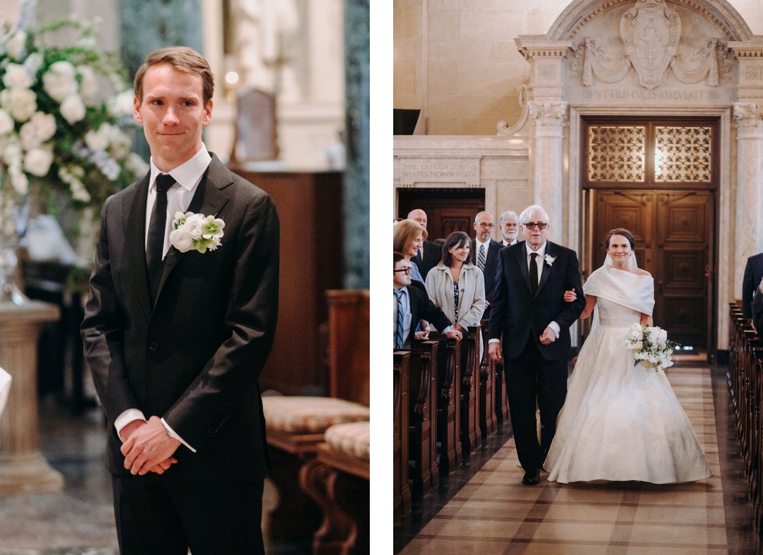 church ceremony walking down aisle