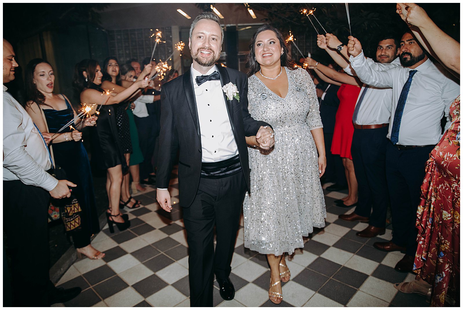 Dupont Circle Hotel Wedding bride and groom sparkler exit