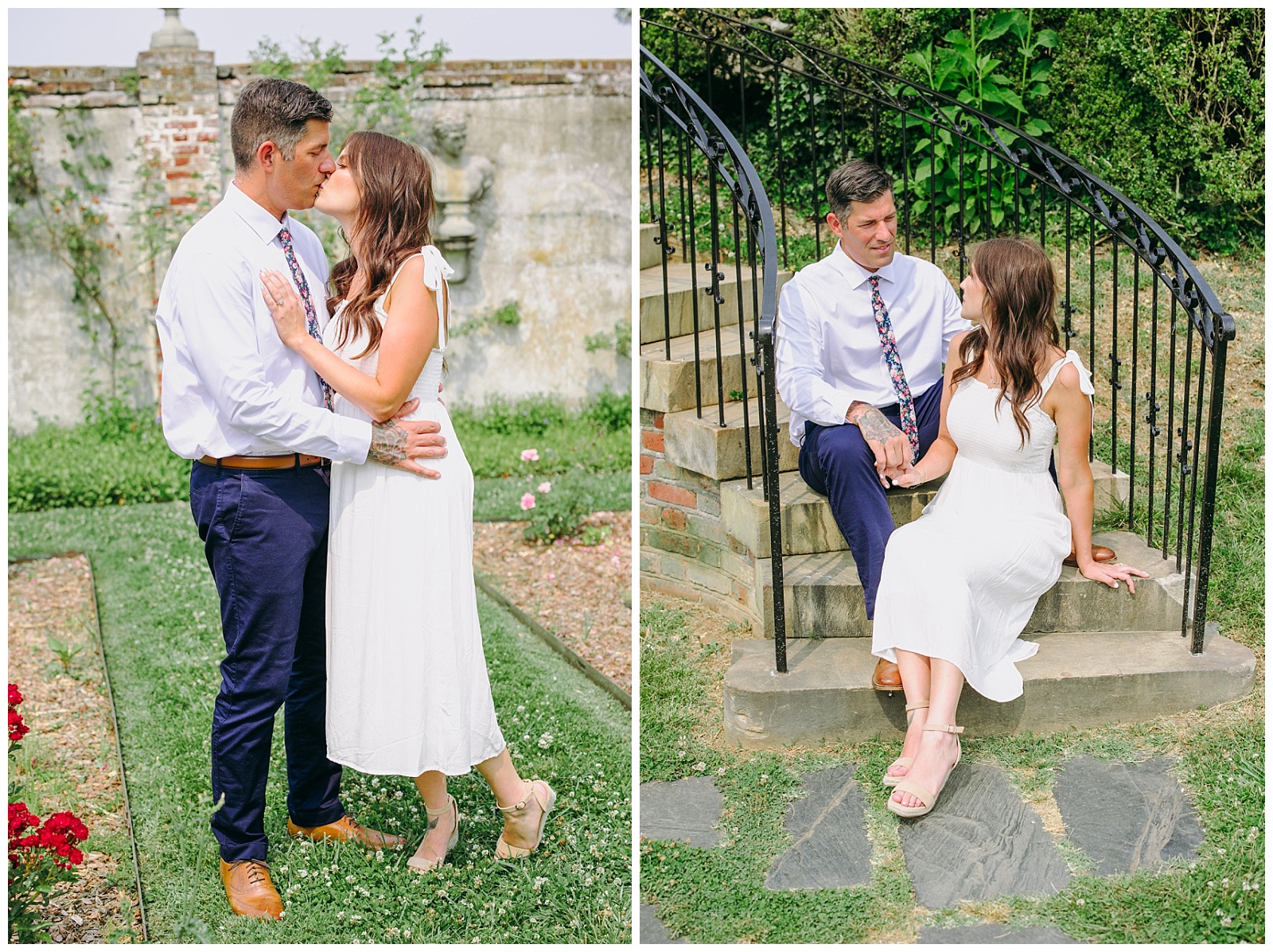 engaged couple sitting down