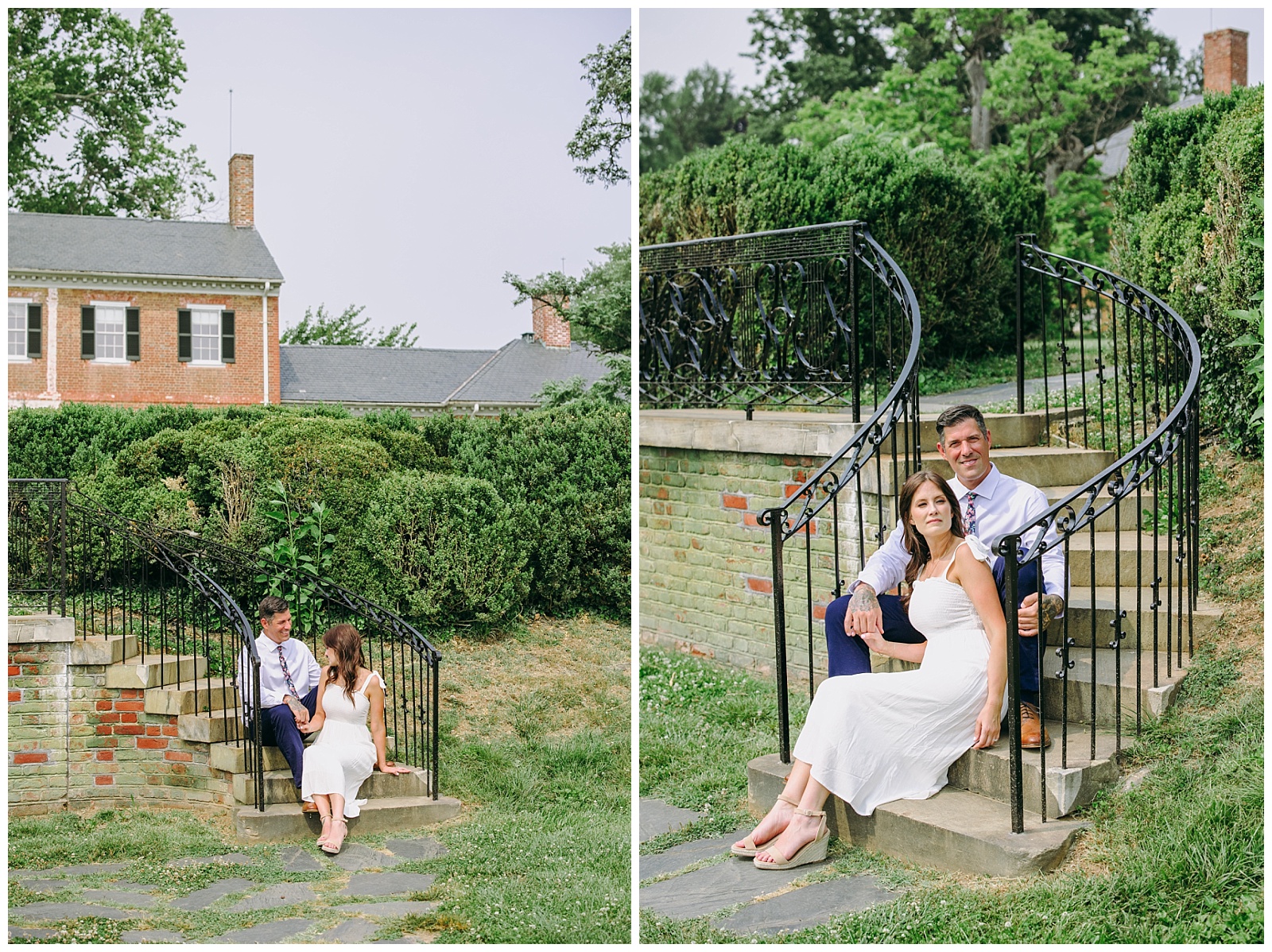 engaged couple sitting down