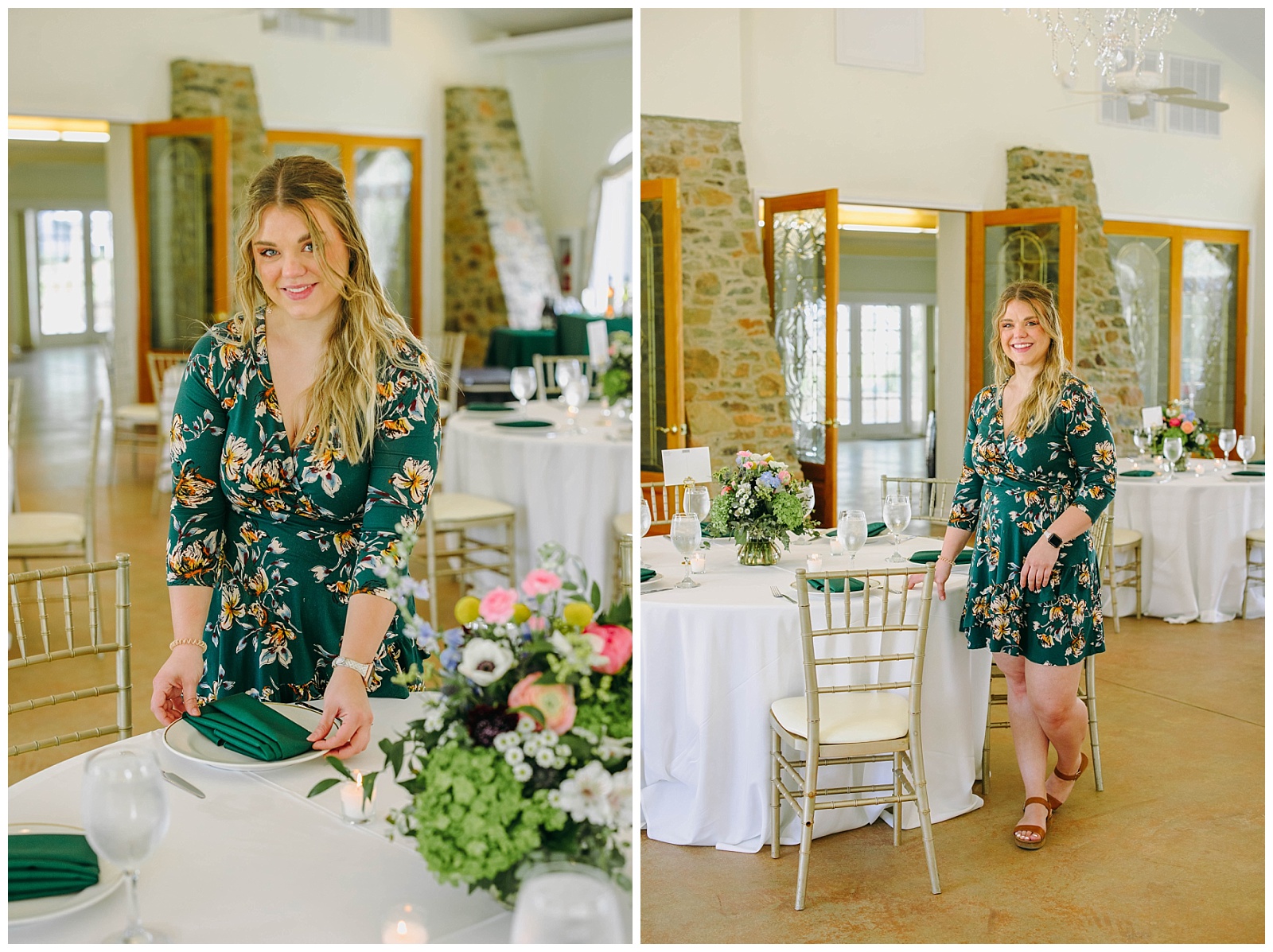 florist arranging bouquets for wedding