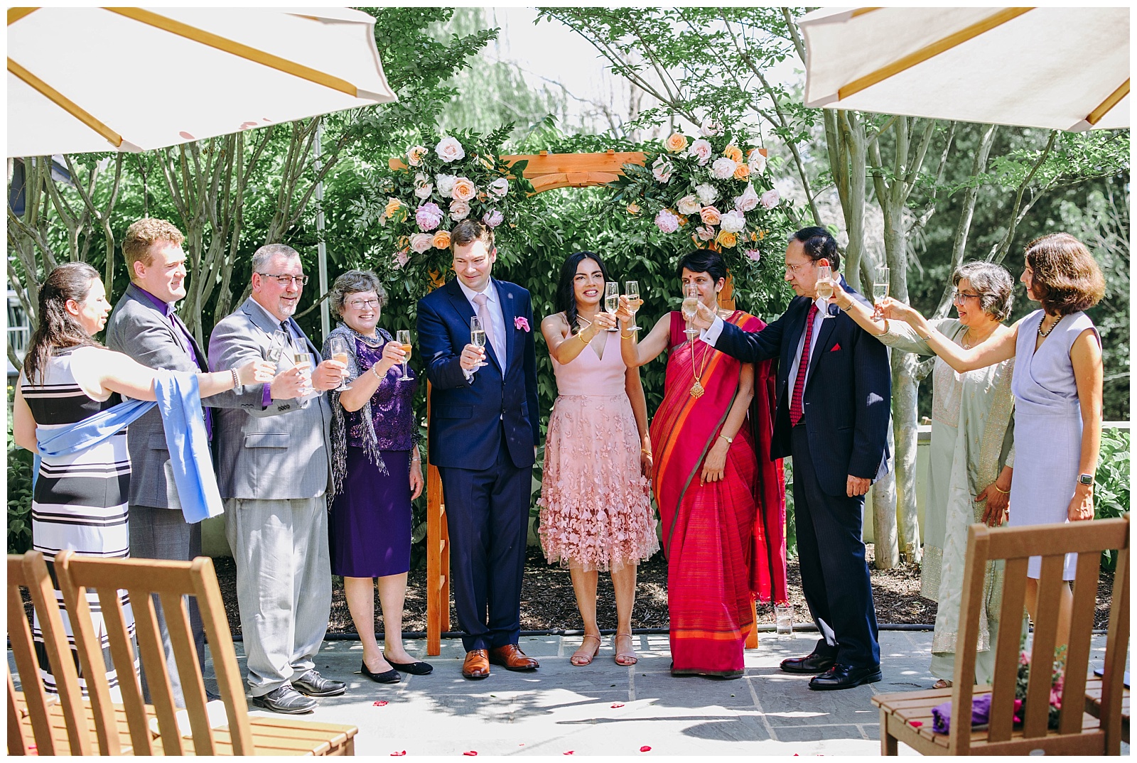 small wedding in virginia bride and groom and family